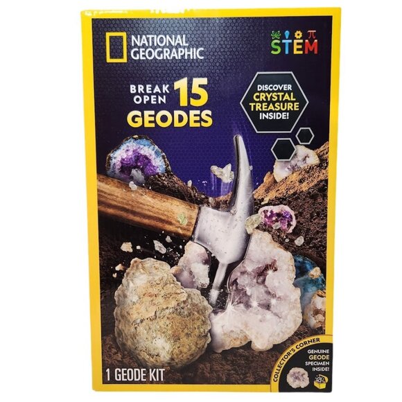 NEW National Geographic Break open 15 Geodes STEM Kit Science Geology Classroom - Picture 1 of 13